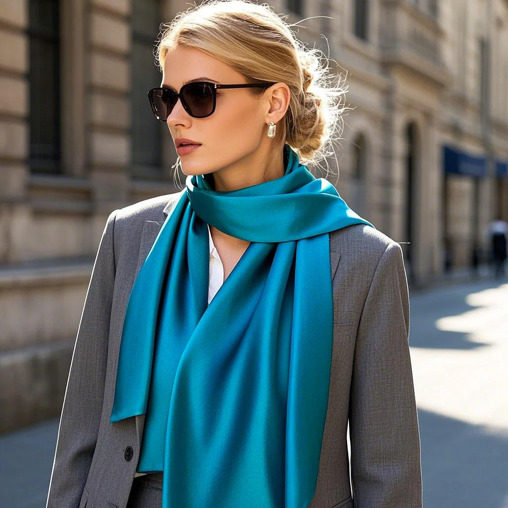 Pure Silk Rectangle Long Scarf/Shawl 170x53cm/67 - Image 47