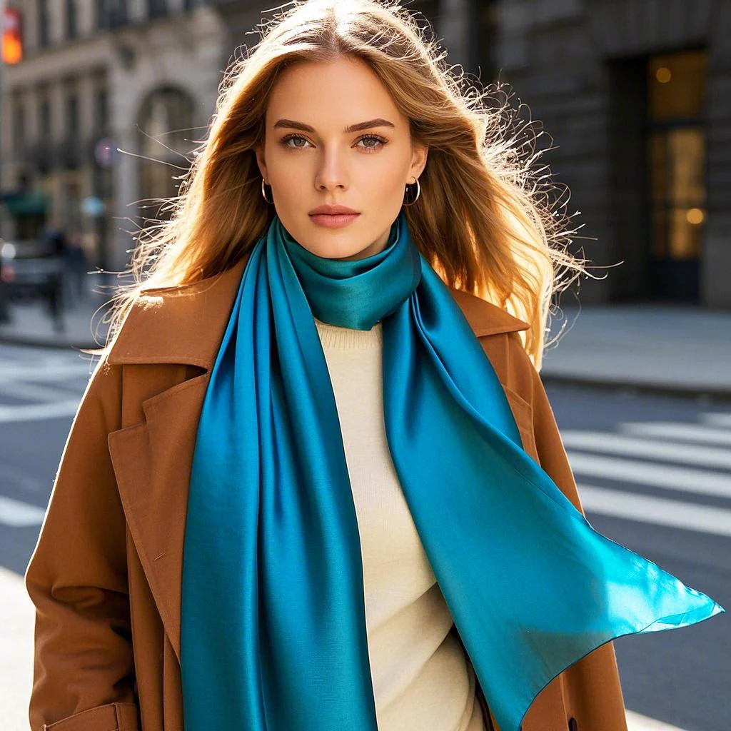 Pure Silk Rectangle Long Scarf/Shawl 170x53cm/67 - Image 48