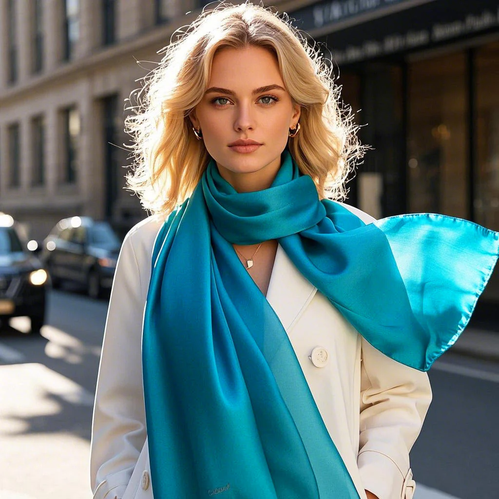 Pure Silk Rectangle Long Scarf/Shawl 170x53cm/67 - Image 50