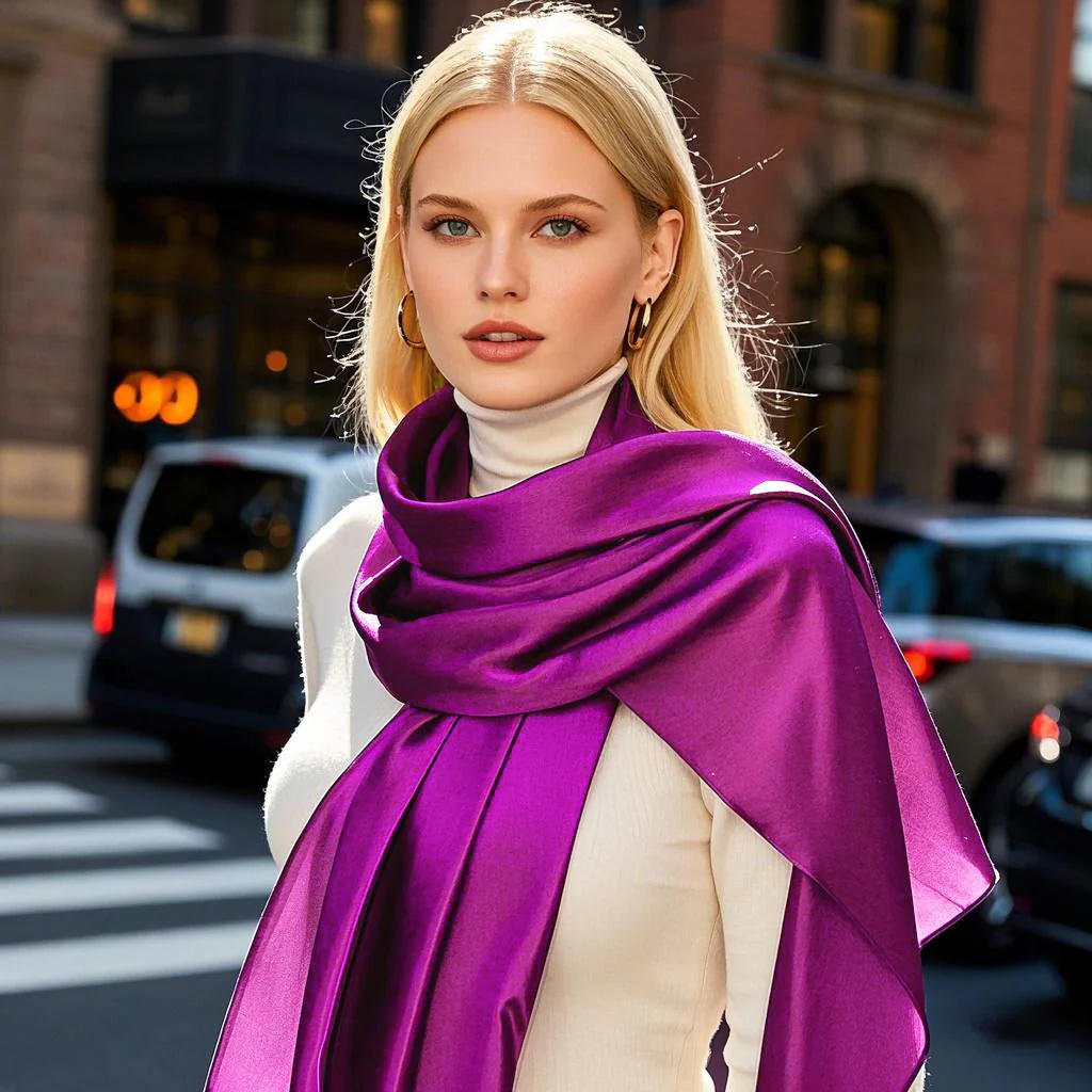 Pure Silk Rectangle Long Scarf/Shawl 170x53cm/67 - Image 56