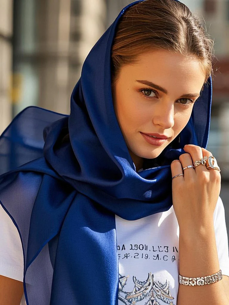 Pure Silk Rectangle Long Scarf/Shawl 170x53cm/67 - Image 8