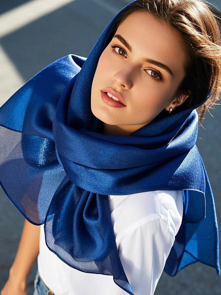 Pure Silk Rectangle Long Scarf/Shawl 170x53cm/67 - Image 9