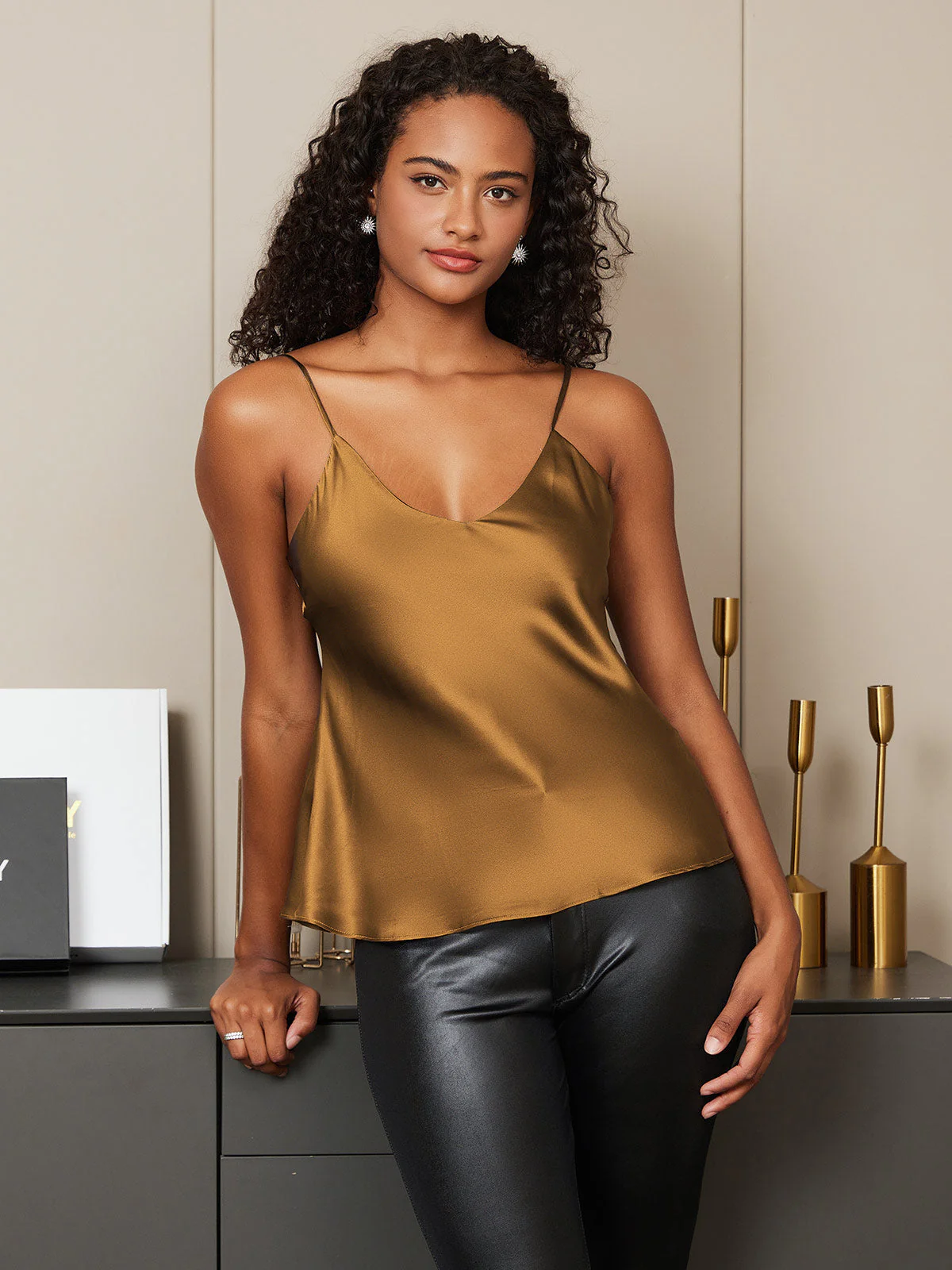 Pure Silk Spaghetti Strap Camisoles - Image 43