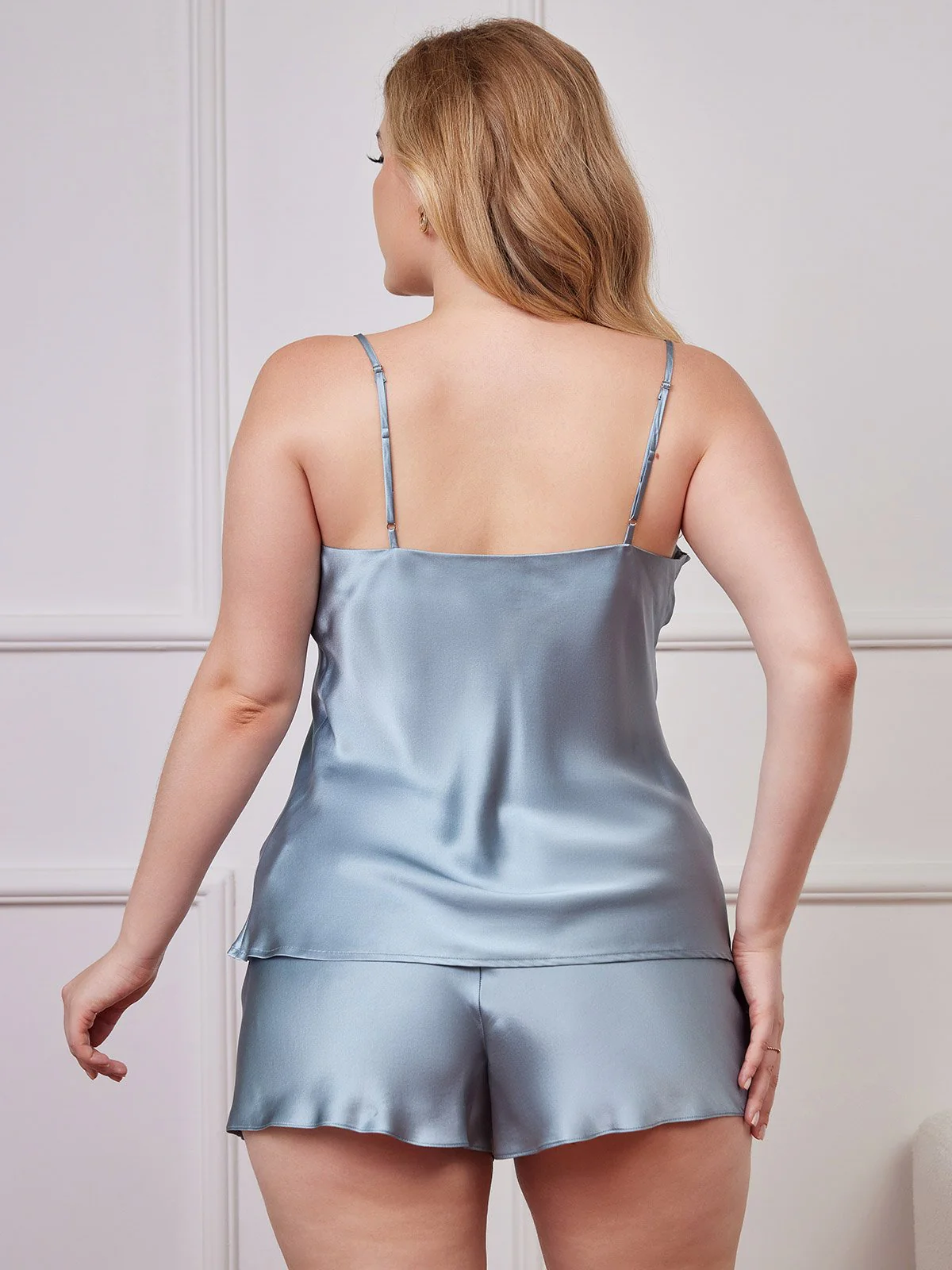 Pure Silk Spaghetti Strap Plus Size Camisole Set - Image 30