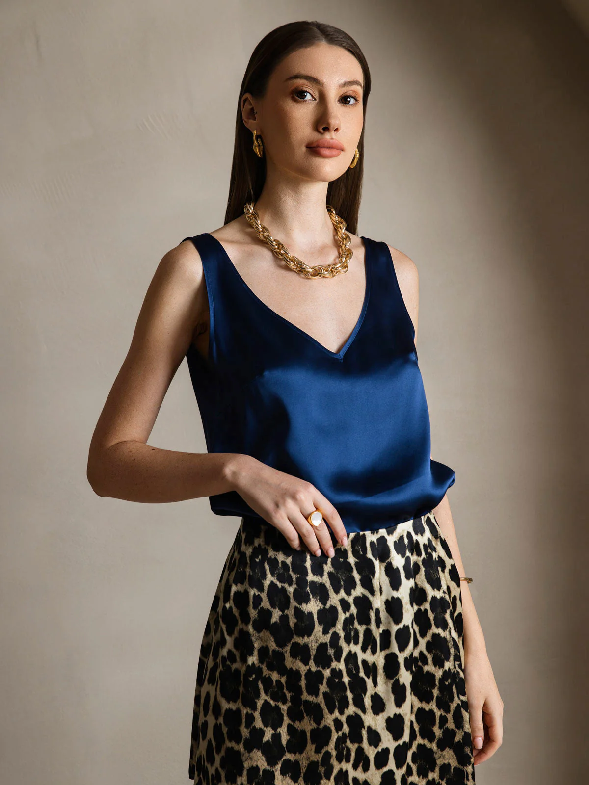 Clearance(Ships to UK Only) - Pure Silk Solid Color Wide Straps Camisole Top - Image 7