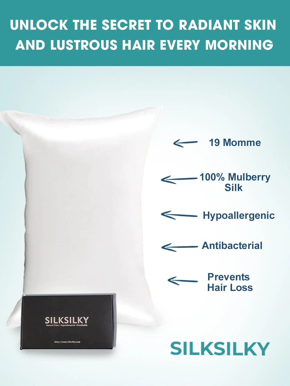 19Momme 100% Mulberry Silk Pillowcase - Envelope Closure - Image 3