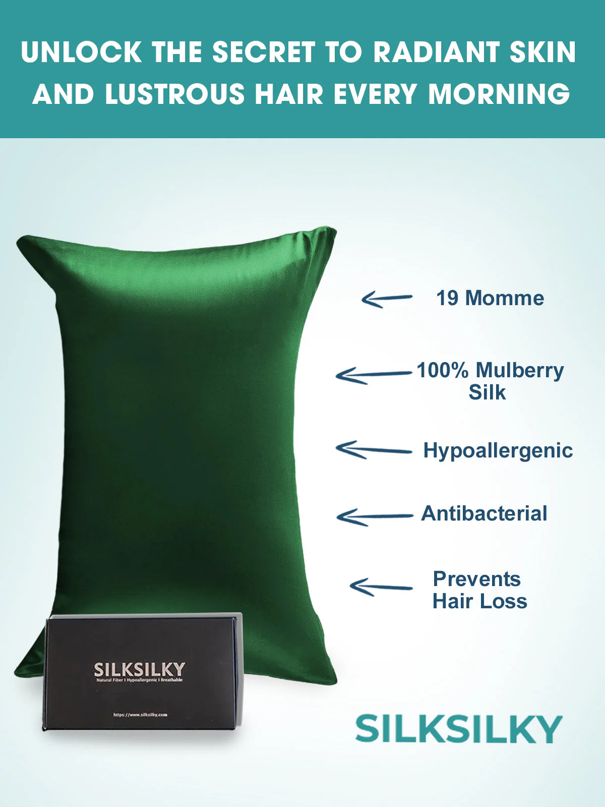 19Momme 100% Mulberry Silk Pillowcase - Envelope Closure - Image 39