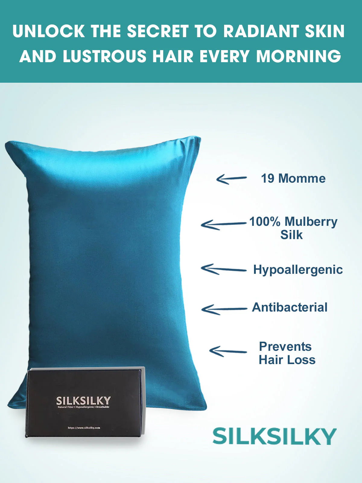 19Momme 100% Mulberry Silk Pillowcase - Envelope Closure - Image 60