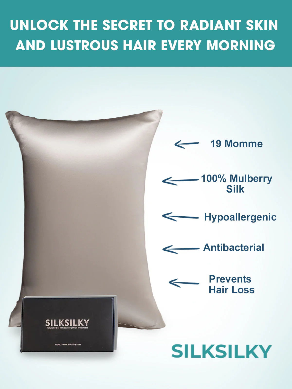 19Momme 100% Mulberry Silk Pillowcase - Envelope Closure - Image 88