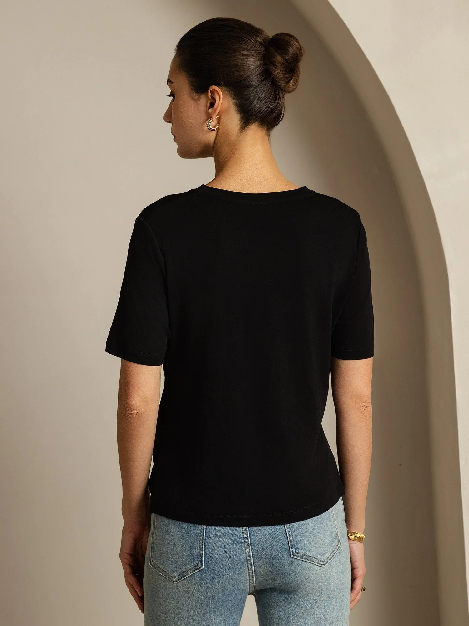Pure Silk V-Neck Women's T-Shirt - Image 2