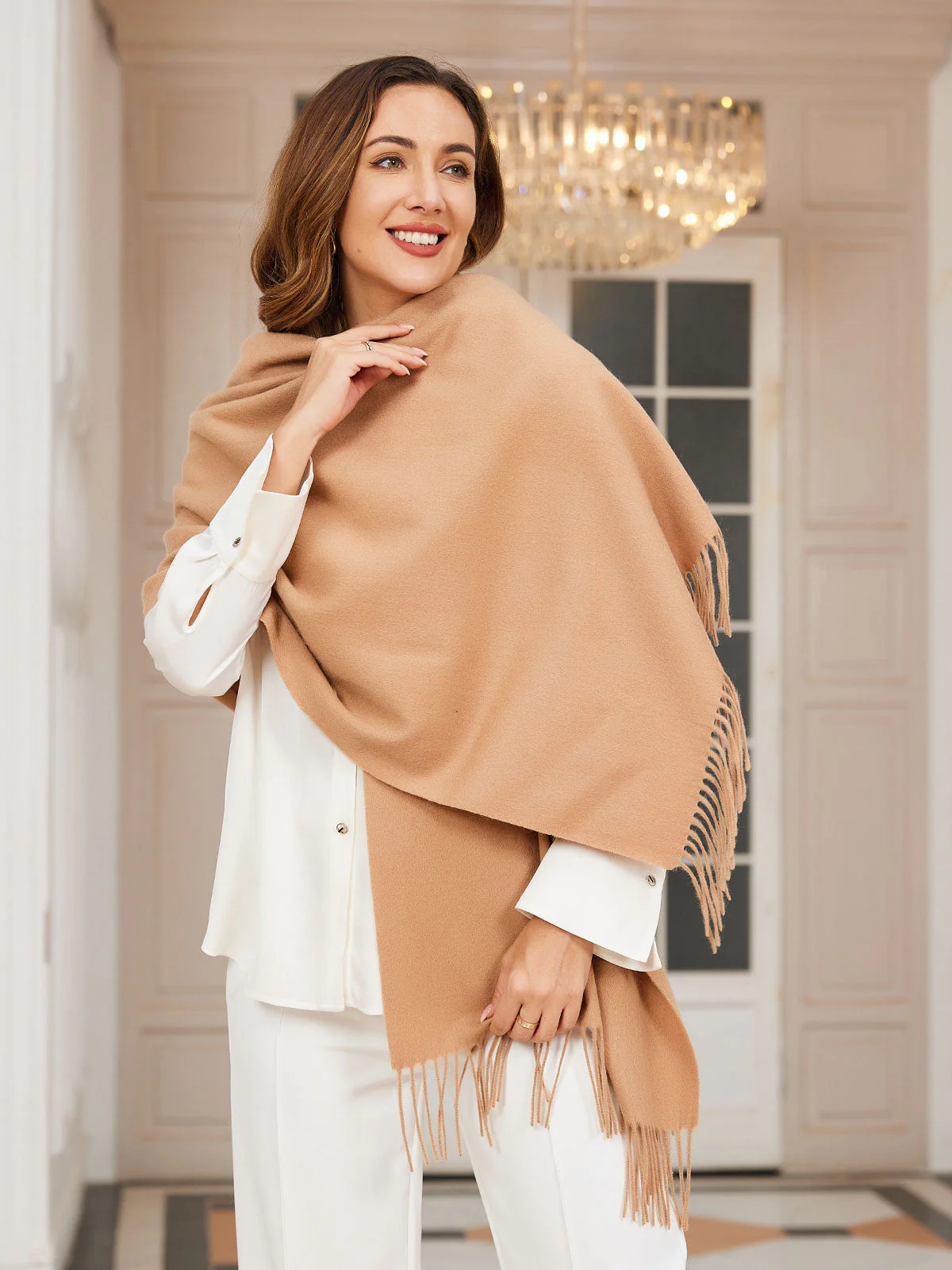 Pure Wool Scarf Shawl w/ Fringed Decoration 200x70cm/79 - Image 10