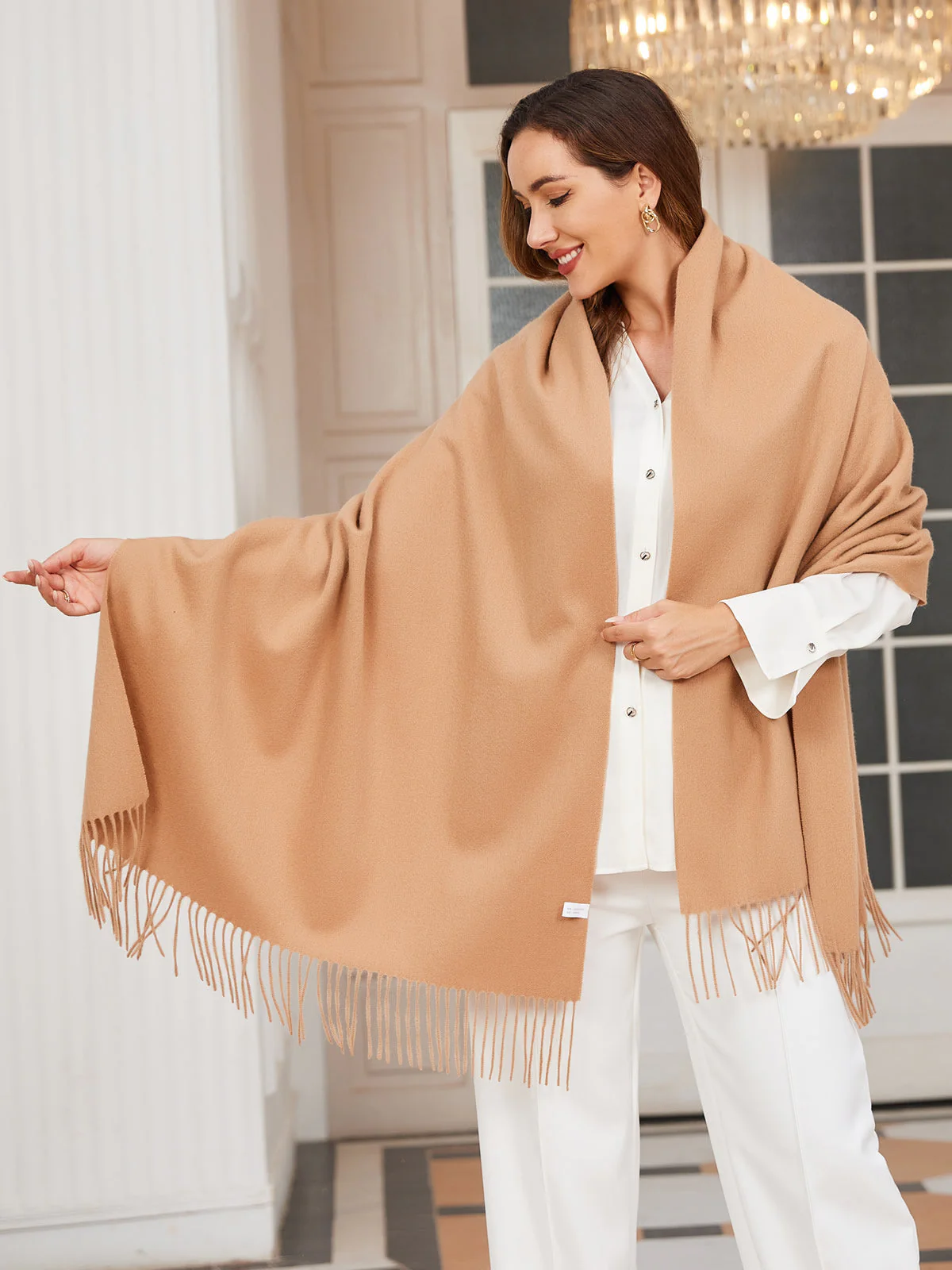 Pure Wool Scarf Shawl w/ Fringed Decoration 200x70cm/79 - Image 11