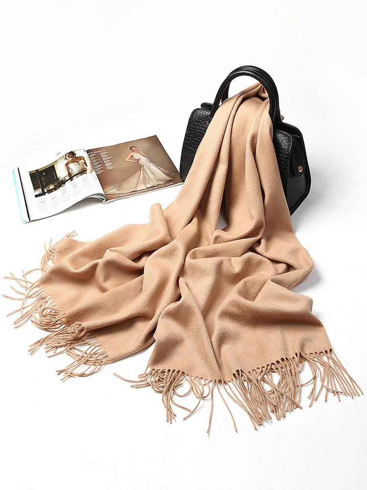 Pure Wool Scarf Shawl w/ Fringed Decoration 200x70cm/79 - Image 14
