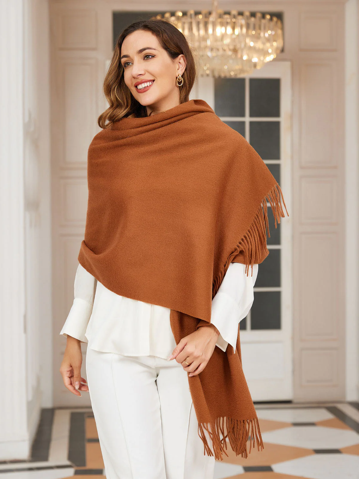 Pure Wool Scarf Shawl w/ Fringed Decoration 200x70cm/79 - Image 22