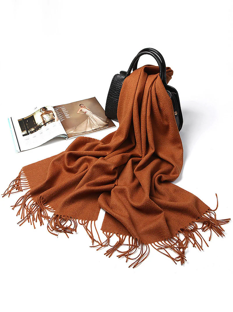 Pure Wool Scarf Shawl w/ Fringed Decoration 200x70cm/79 - Image 26