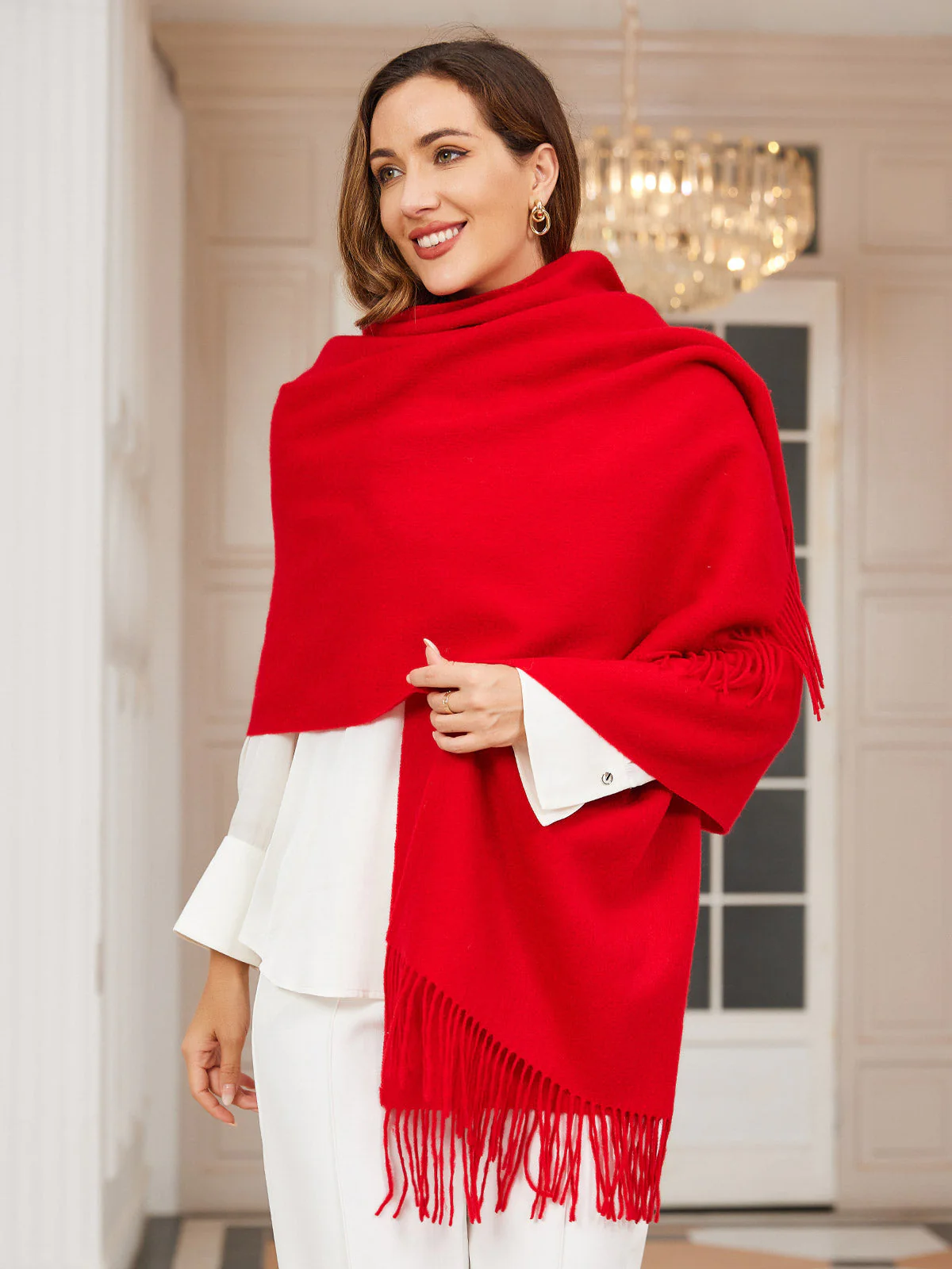 Pure Wool Scarf Shawl w/ Fringed Decoration 200x70cm/79 - Image 30