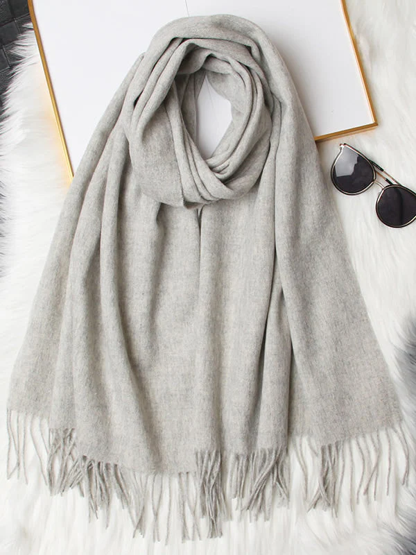 Pure Wool Scarf Shawl w/ Fringed Decoration 200x70cm/79 - Image 37