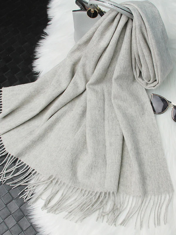 Pure Wool Scarf Shawl w/ Fringed Decoration 200x70cm/79 - Image 38