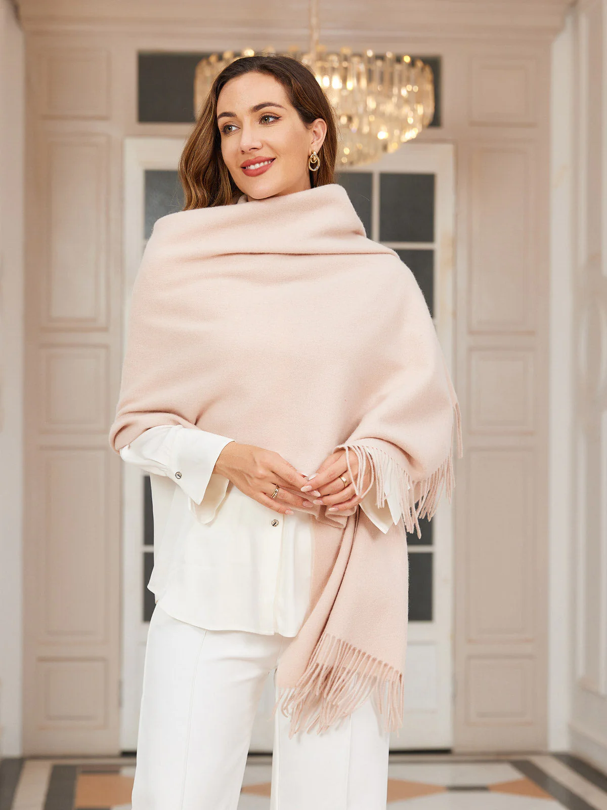 Pure Wool Scarf Shawl w/ Fringed Decoration 200x70cm/79 - Image 64
