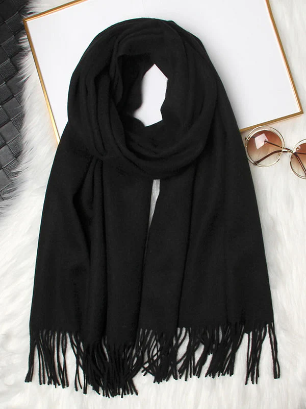 Pure Wool Scarf Shawl w/ Fringed Decoration 200x70cm/79 - Image 9