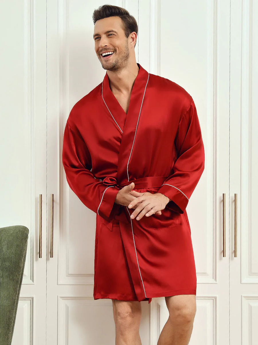 Silk 3/4 Sleeve Belted Robe - Image 15