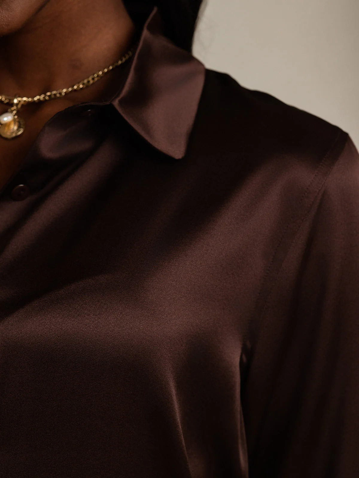19Momme Silk Long Sleeve Lapel Collar Women's Shirt - Image 16