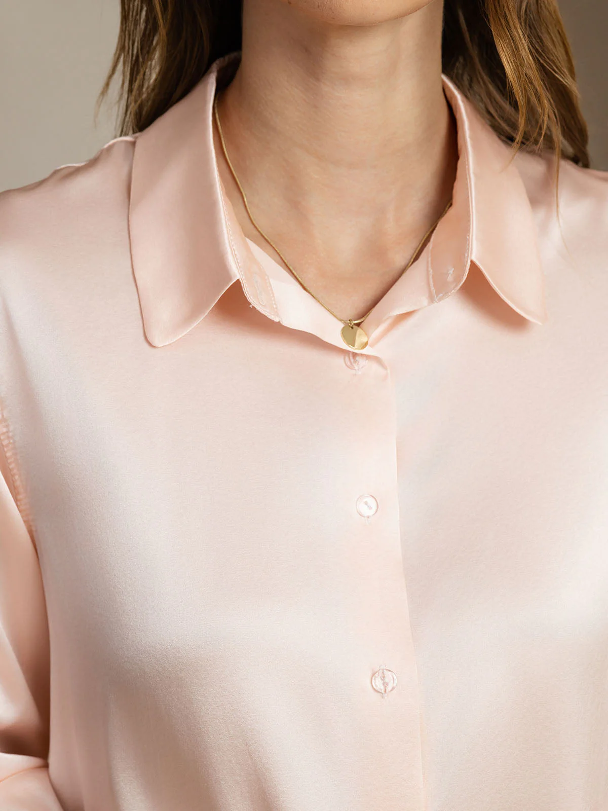 19Momme Silk Long Sleeve Lapel Collar Women's Shirt - Image 81