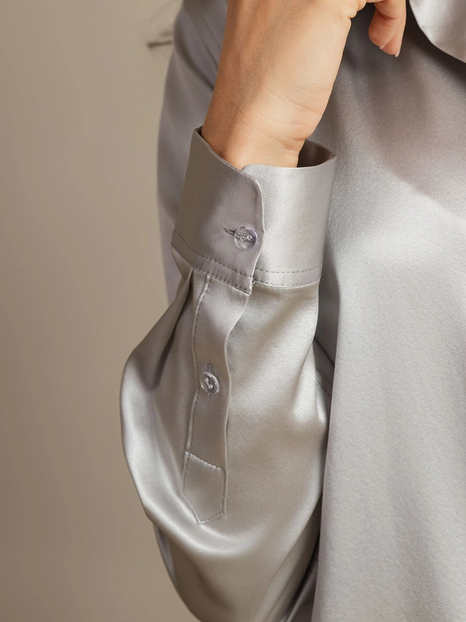 19Momme Silk Long Sleeve Lapel Collar Women's Shirt with Button Up Design - Image 134