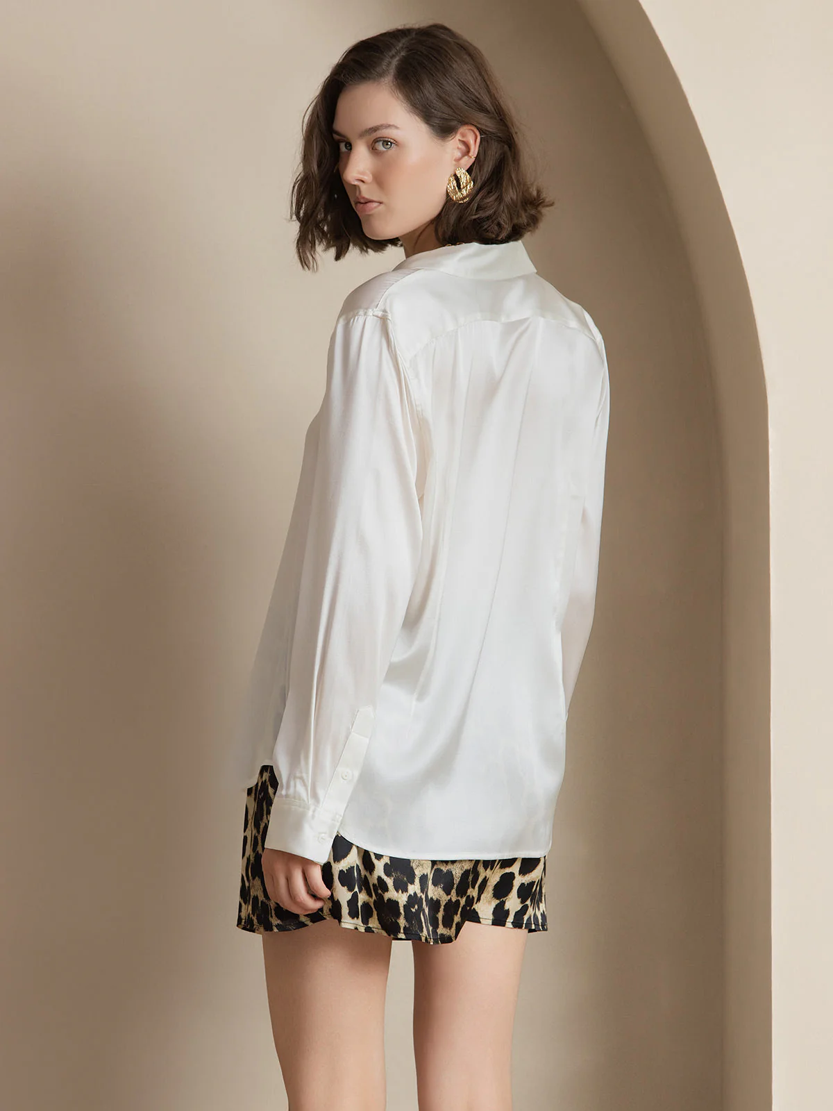 19Momme Silk Long Sleeve Lapel Collar Women's Shirt with Button Up Design - Image 80