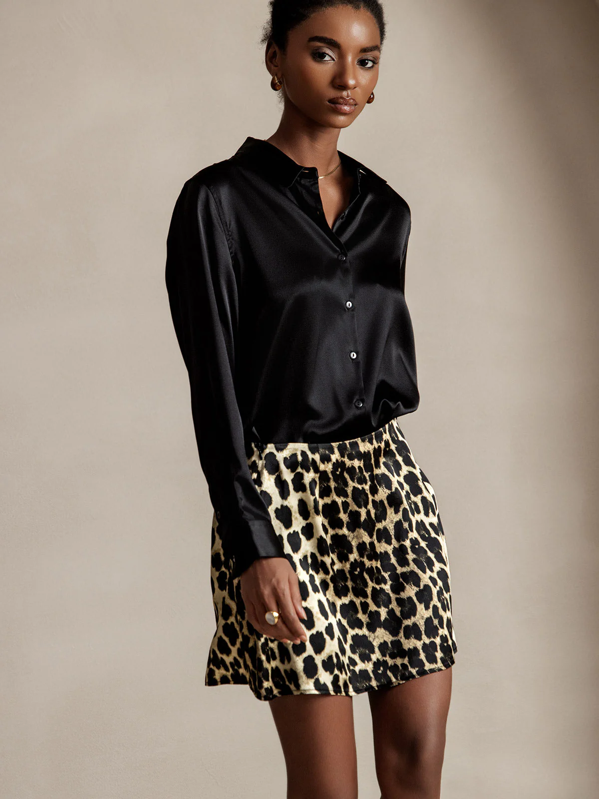 19Momme Silk Long Sleeve Lapel Collar Women's Shirt with Button Up Design - Image 90