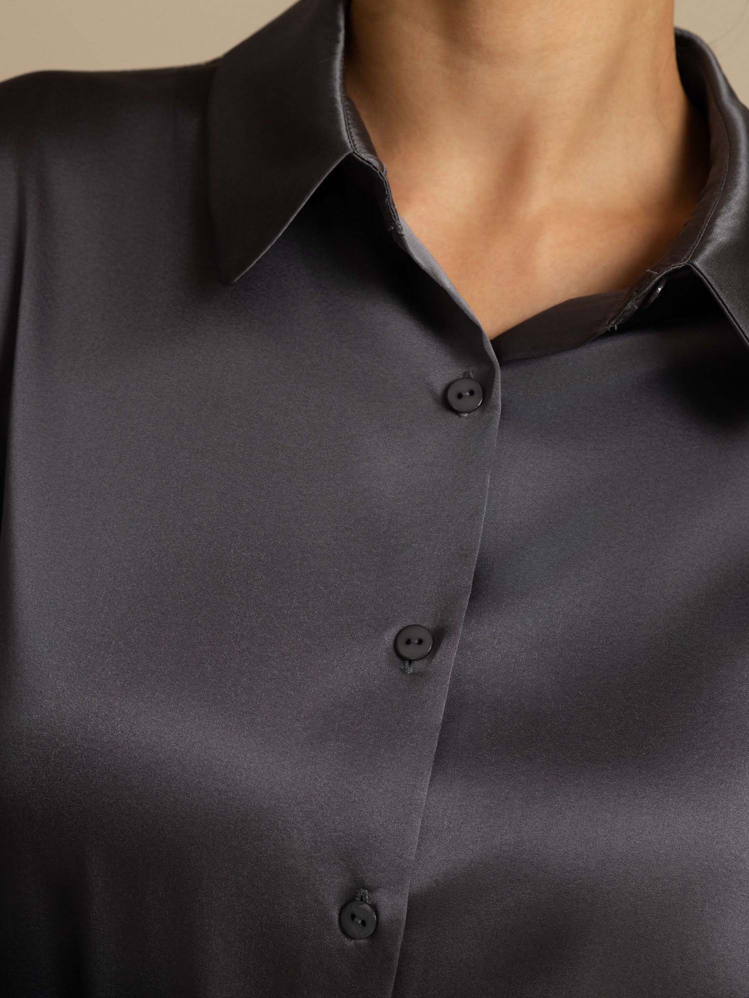 19Momme Silk Long Sleeve Lapel Collar Women's Shirt with Button Up Design - Image 141
