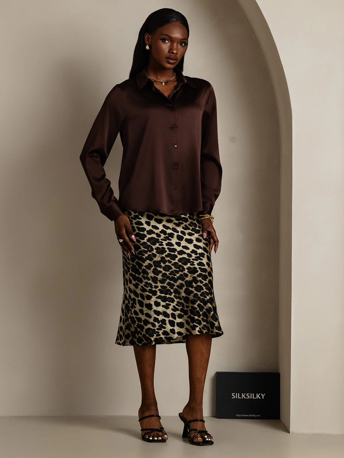 19Momme Silk Long Sleeve Lapel Collar Women's Shirt with Button Up Design - Image 39