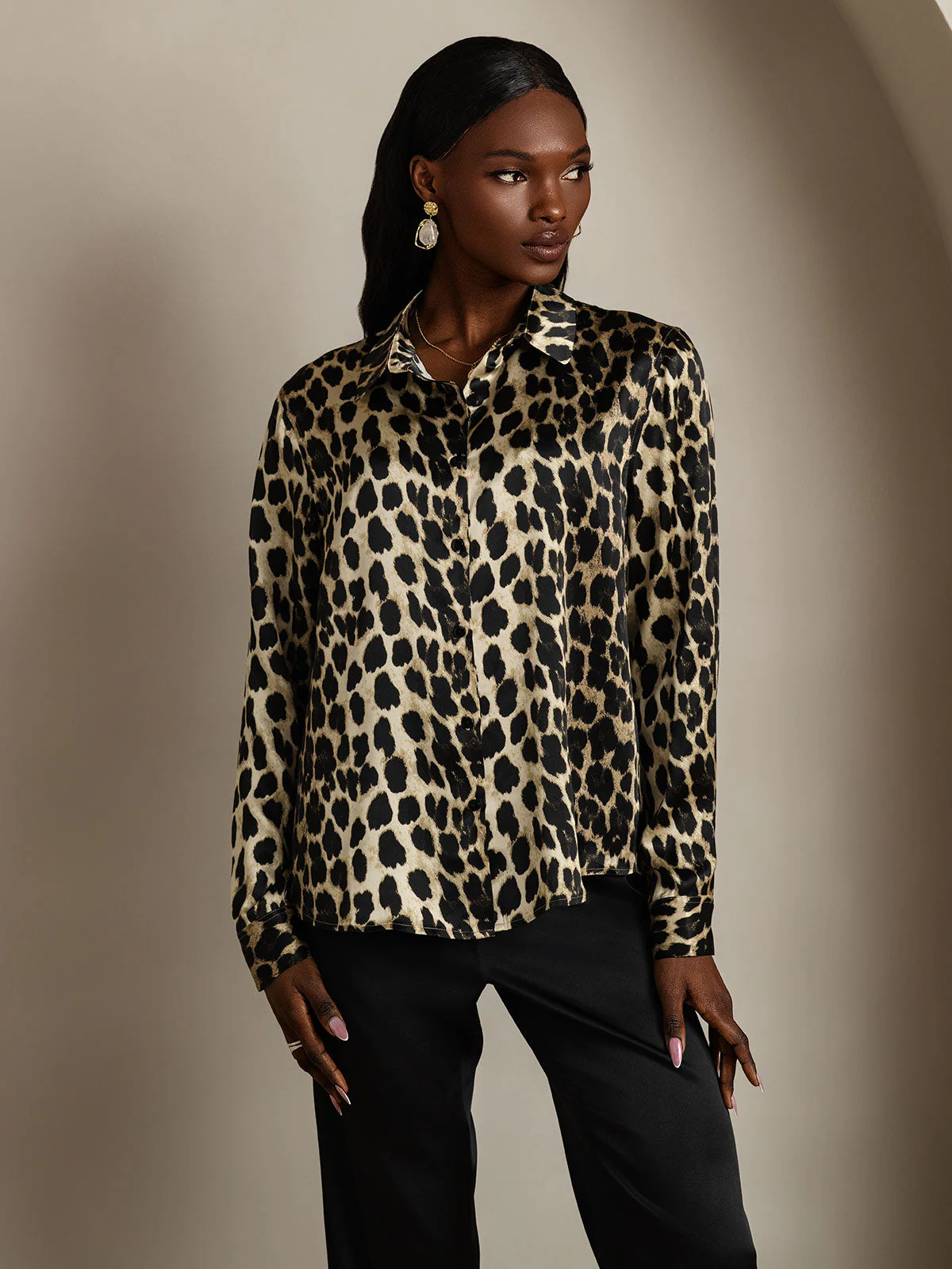 19Momme Silk Long Sleeve Lapel Collar Women's Shirt with Button Up Design - Image 51