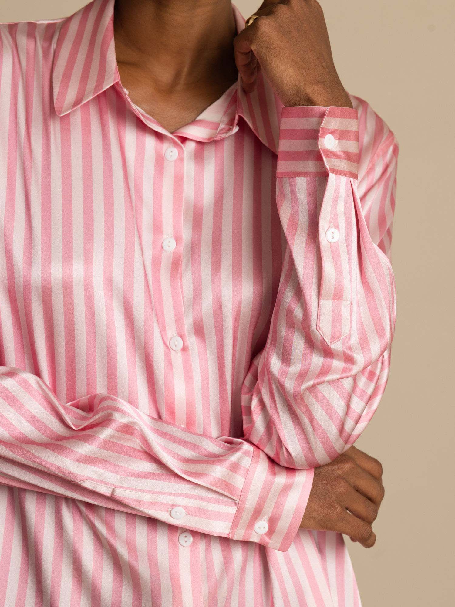 19Momme Silk Long Sleeve Lapel Collar Women's Shirt with Button Up Design - Image 74