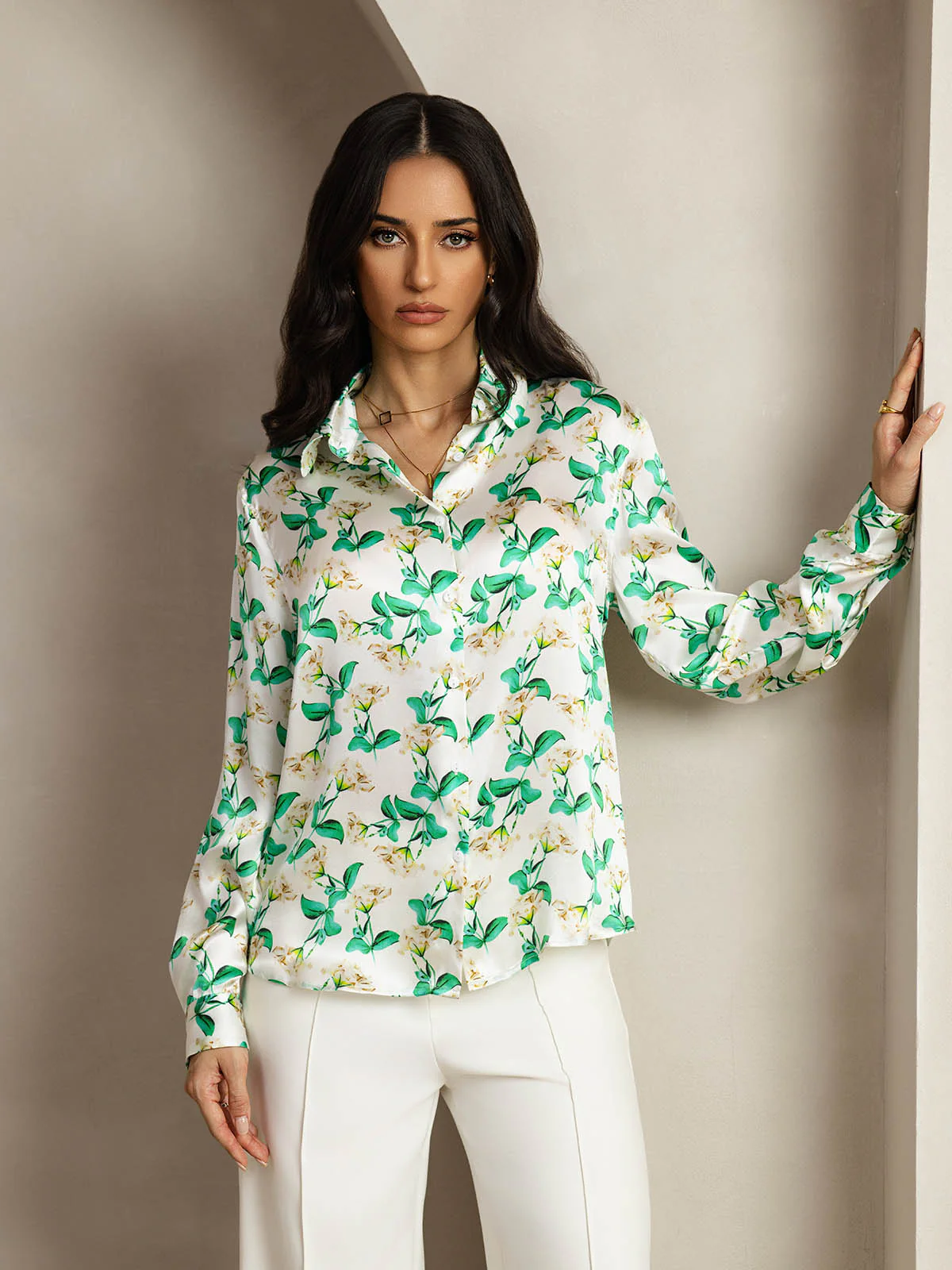 Clearance(Ships to UK Only) - 19Momme Silk Long Sleeve Lapel Collar Women's Shirt with Button Up Design - Image 11