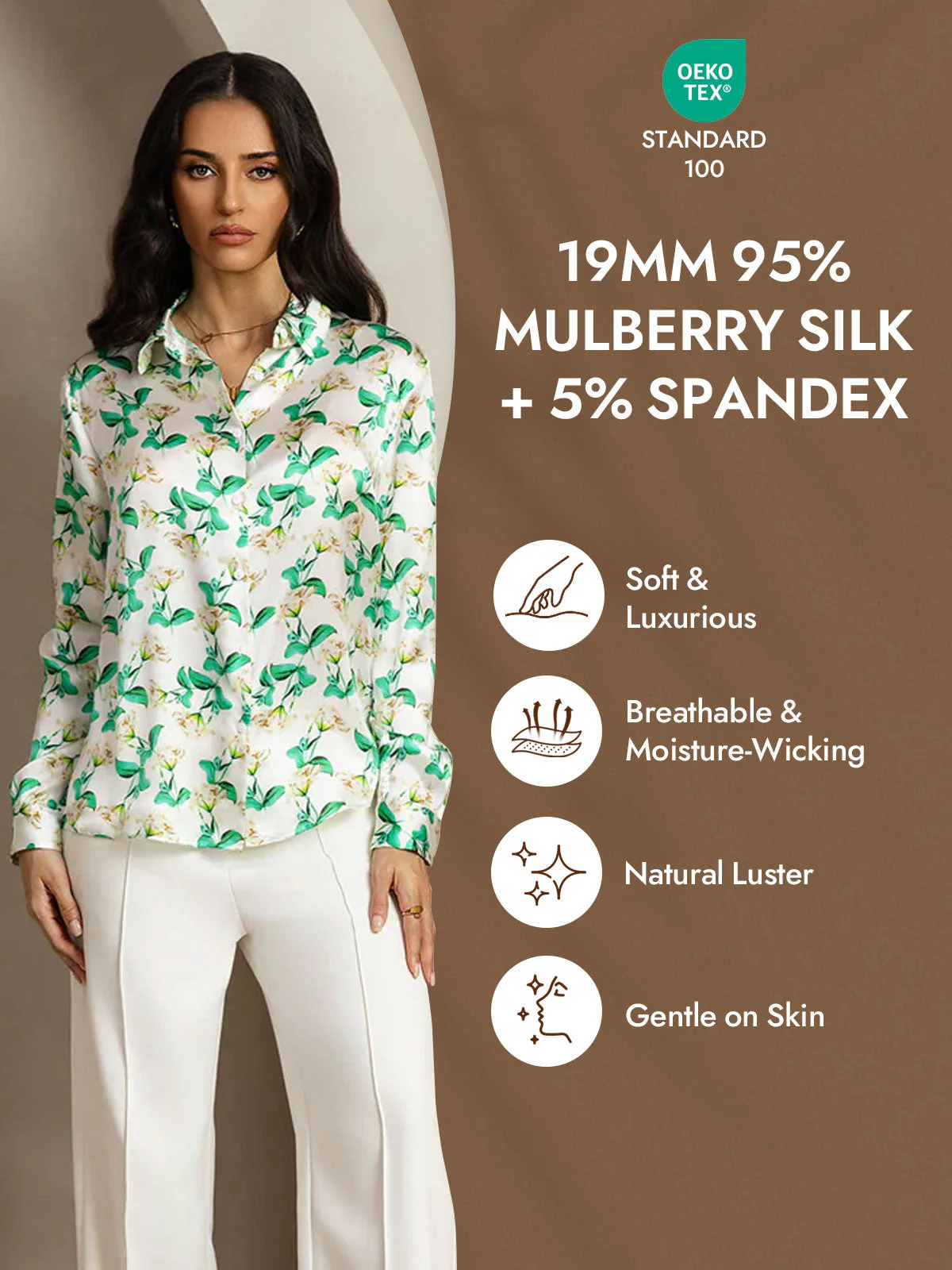 Clearance(Ships to UK Only) - 19Momme Silk Long Sleeve Lapel Collar Women's Shirt with Button Up Design - Image 14