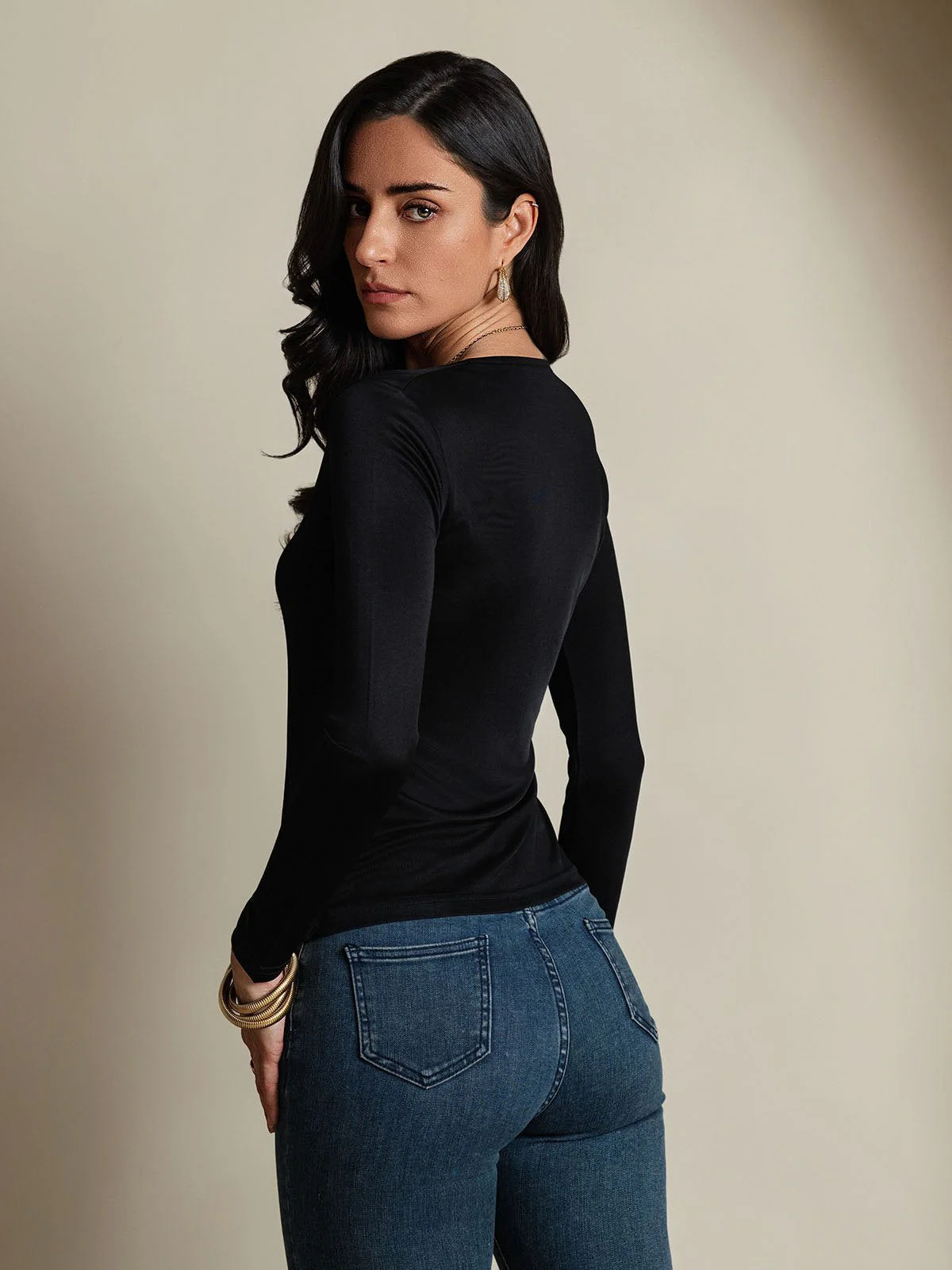 Women's Silk Long Sleeve Round Neck Top - Image 11