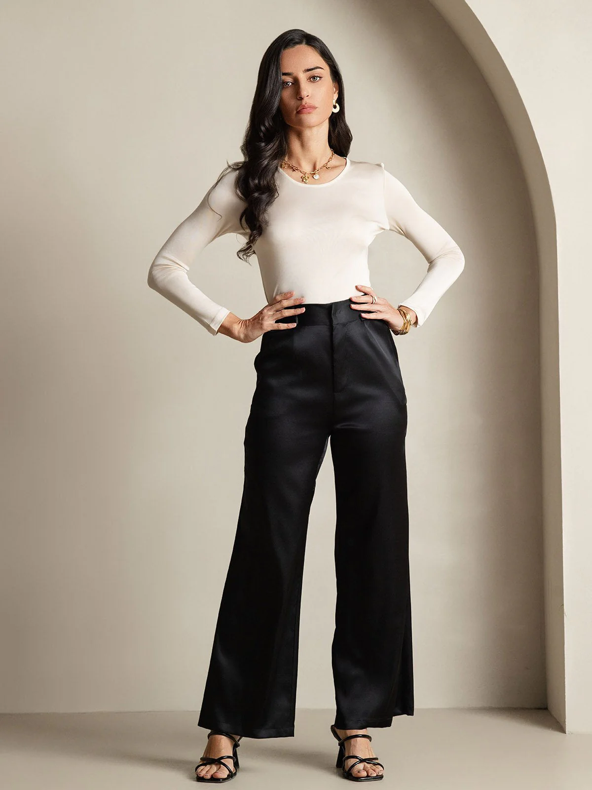 Women's Silk Long Sleeve Round Neck Top - Image 8