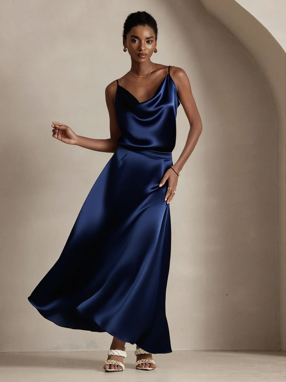 19Momme Silk A Line Maxi Skirt with Lining - Image 16