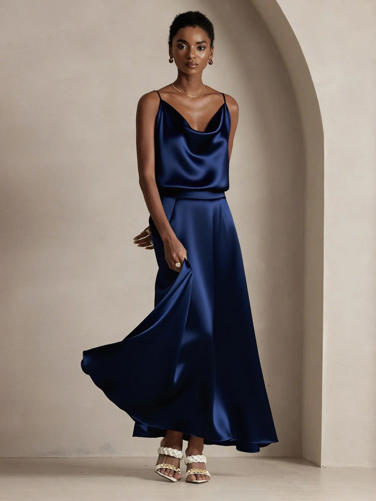 19Momme Silk A Line Maxi Skirt with Lining - Image 18