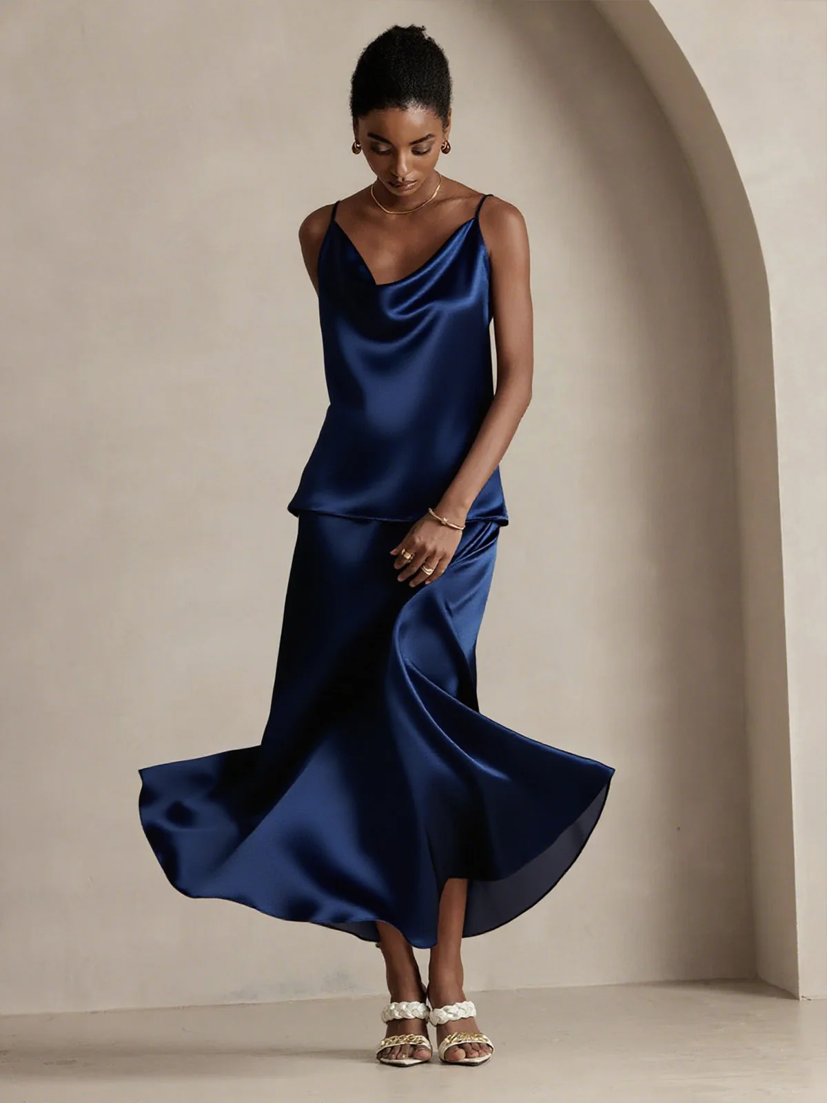19Momme Silk A Line Maxi Skirt with Lining - Image 19