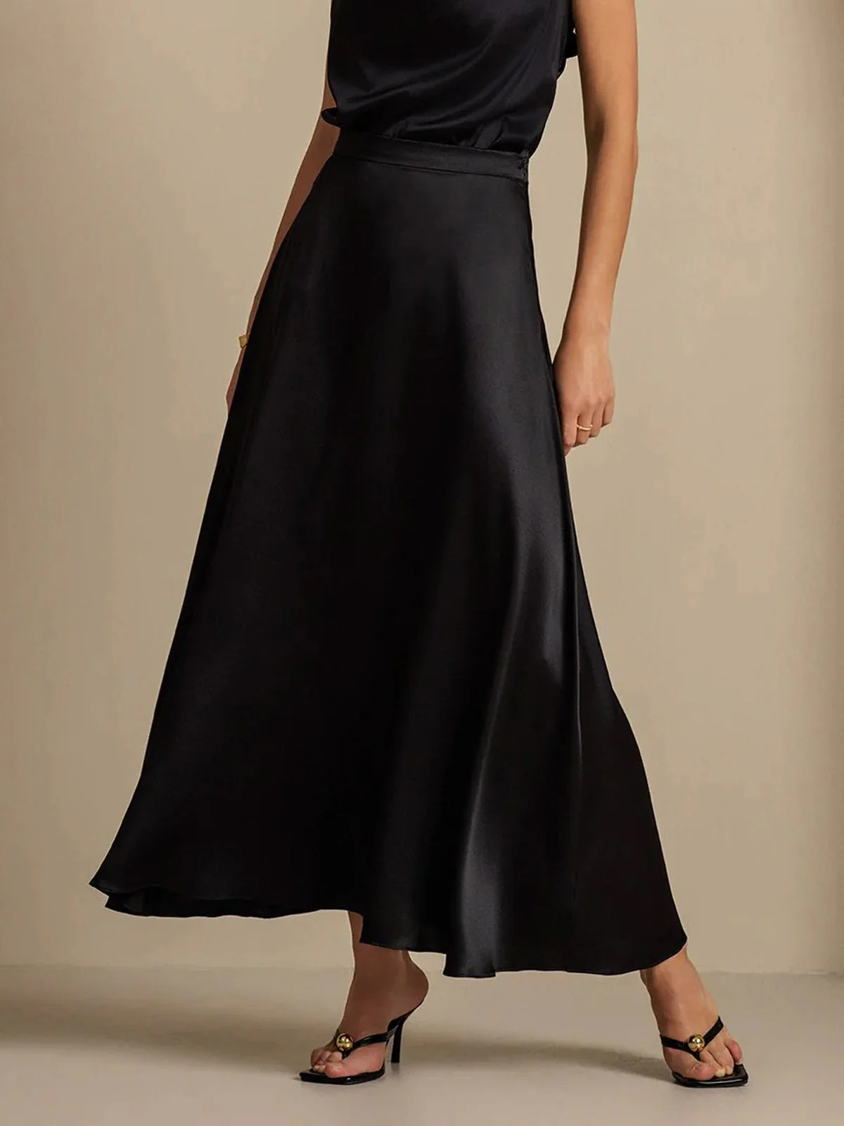 19Momme Silk A Line Maxi Skirt with Lining - Image 22