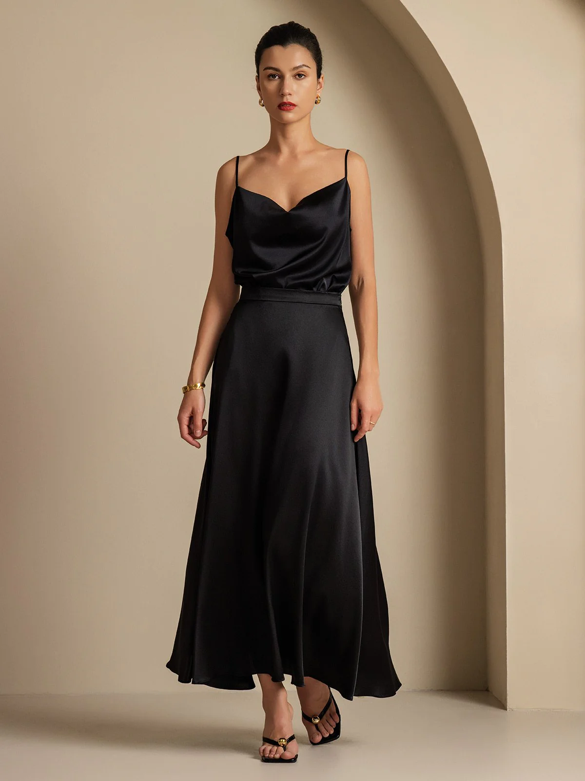 19Momme Silk A Line Maxi Skirt with Lining - Image 23