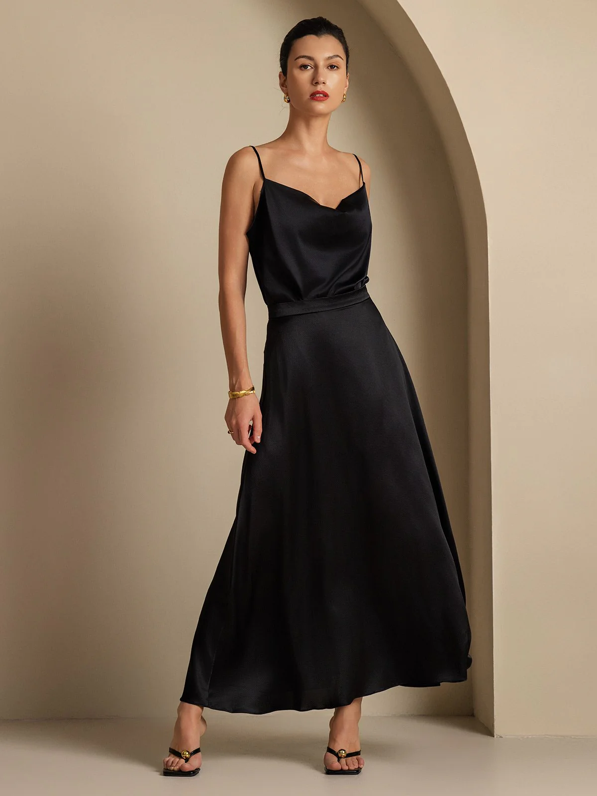 19Momme Silk A Line Maxi Skirt with Lining - Image 25