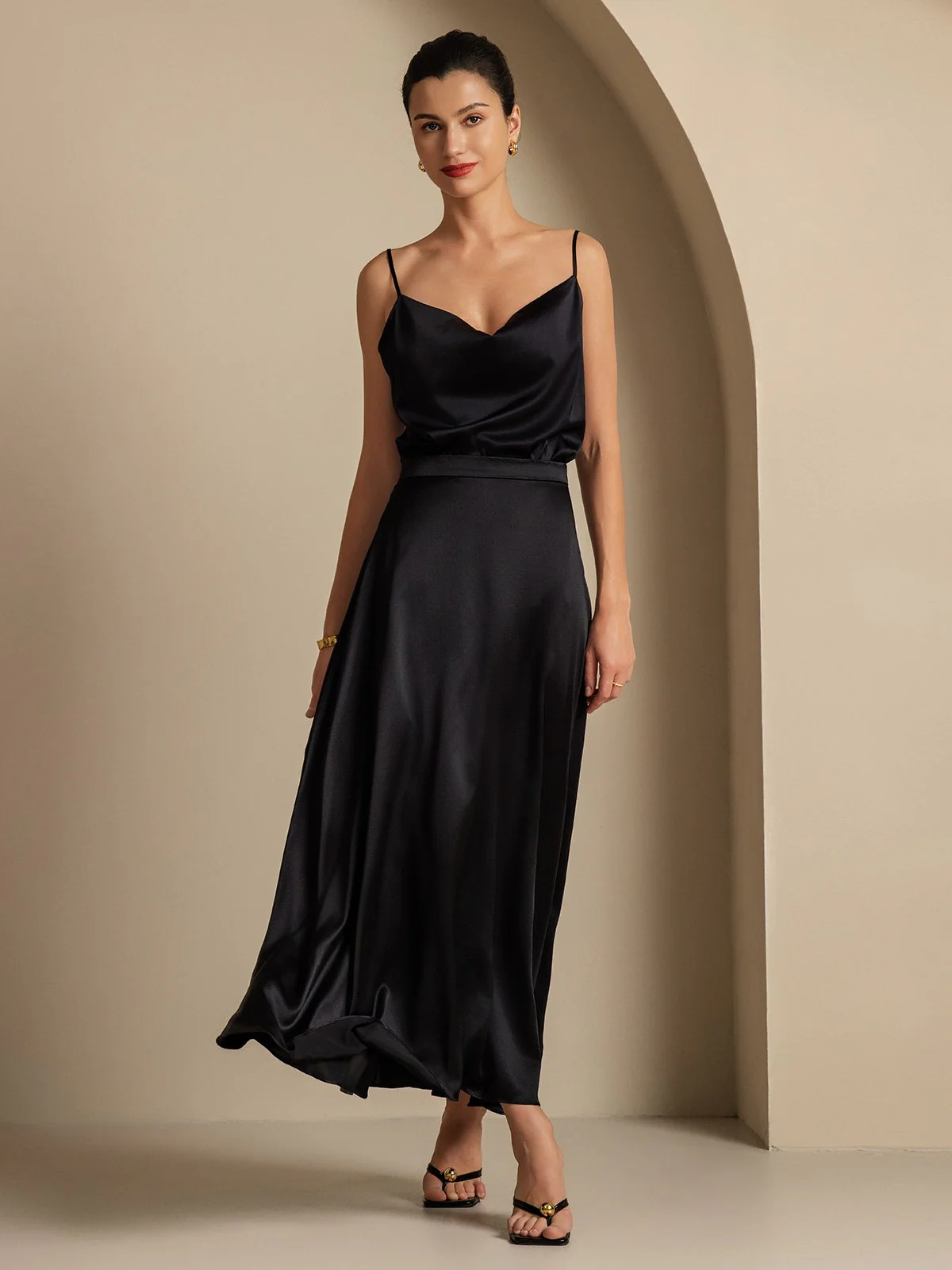 19Momme Silk A Line Maxi Skirt with Lining - Image 26
