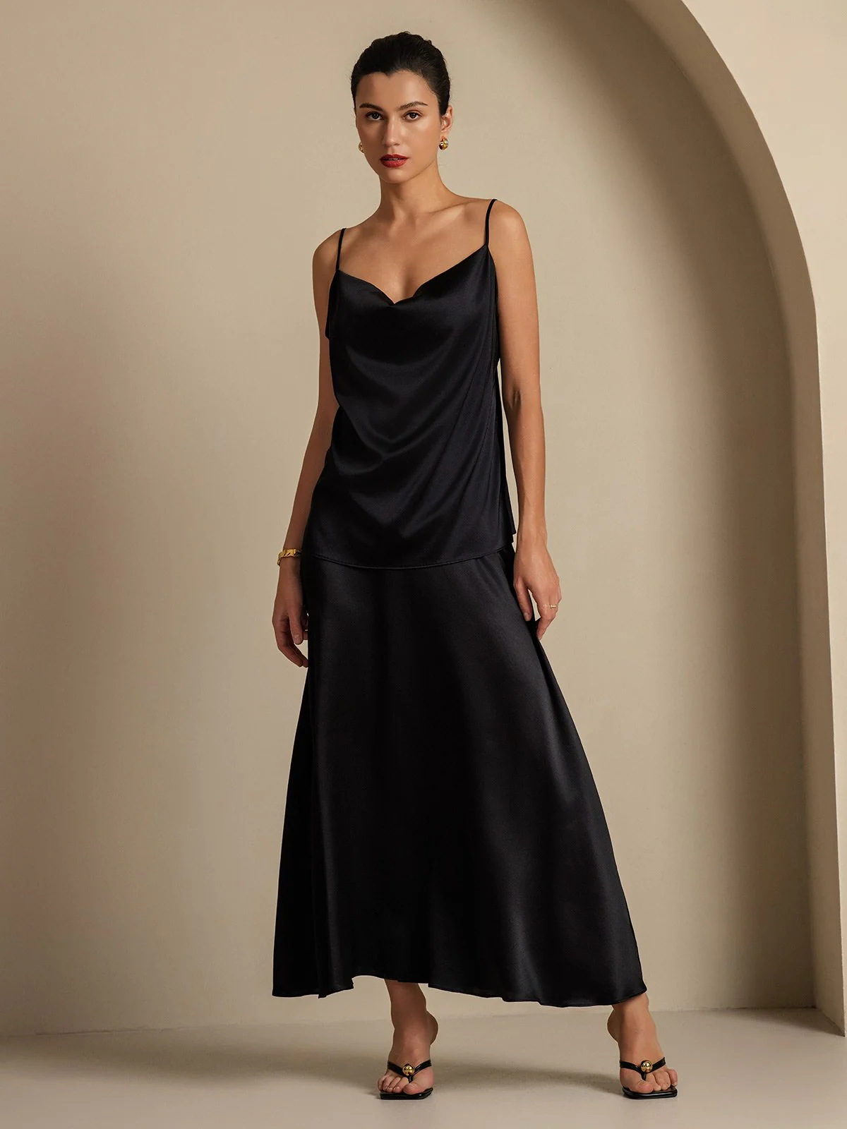 19Momme Silk A Line Maxi Skirt with Lining - Image 28