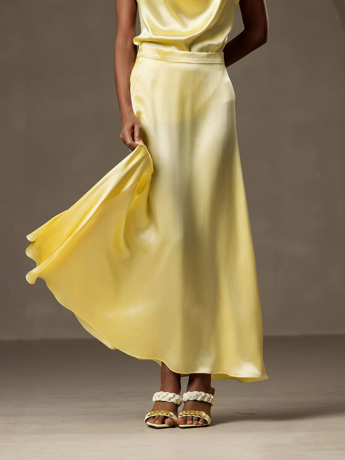 19Momme Silk A Line Maxi Skirt with Lining - Image 29
