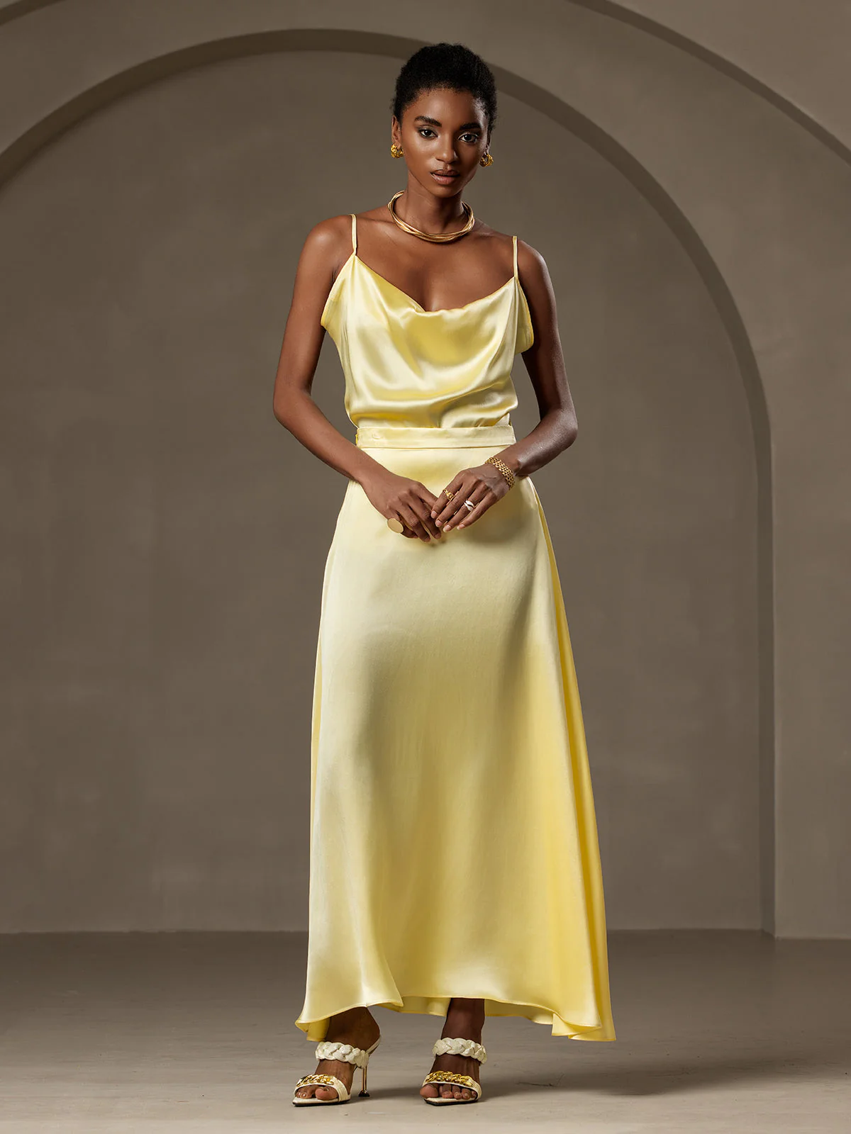 19Momme Silk A Line Maxi Skirt with Lining - Image 31