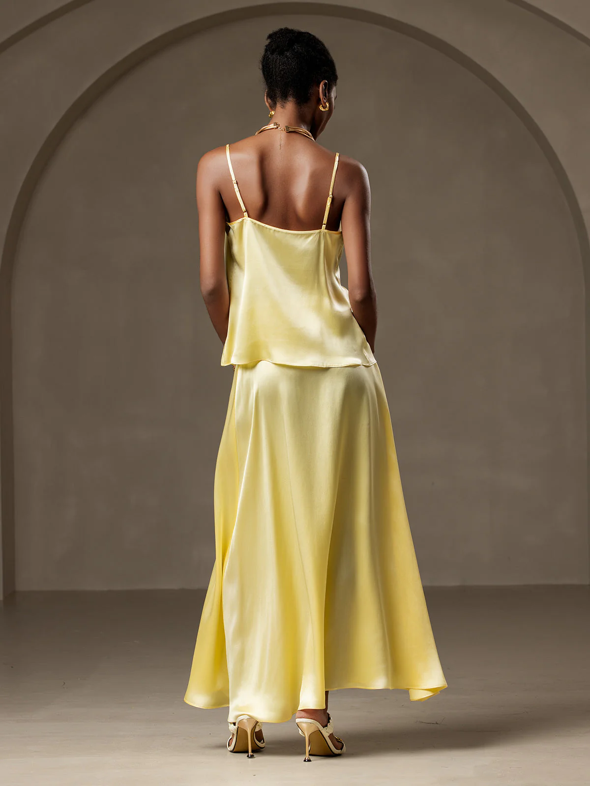 19Momme Silk A Line Maxi Skirt with Lining - Image 32