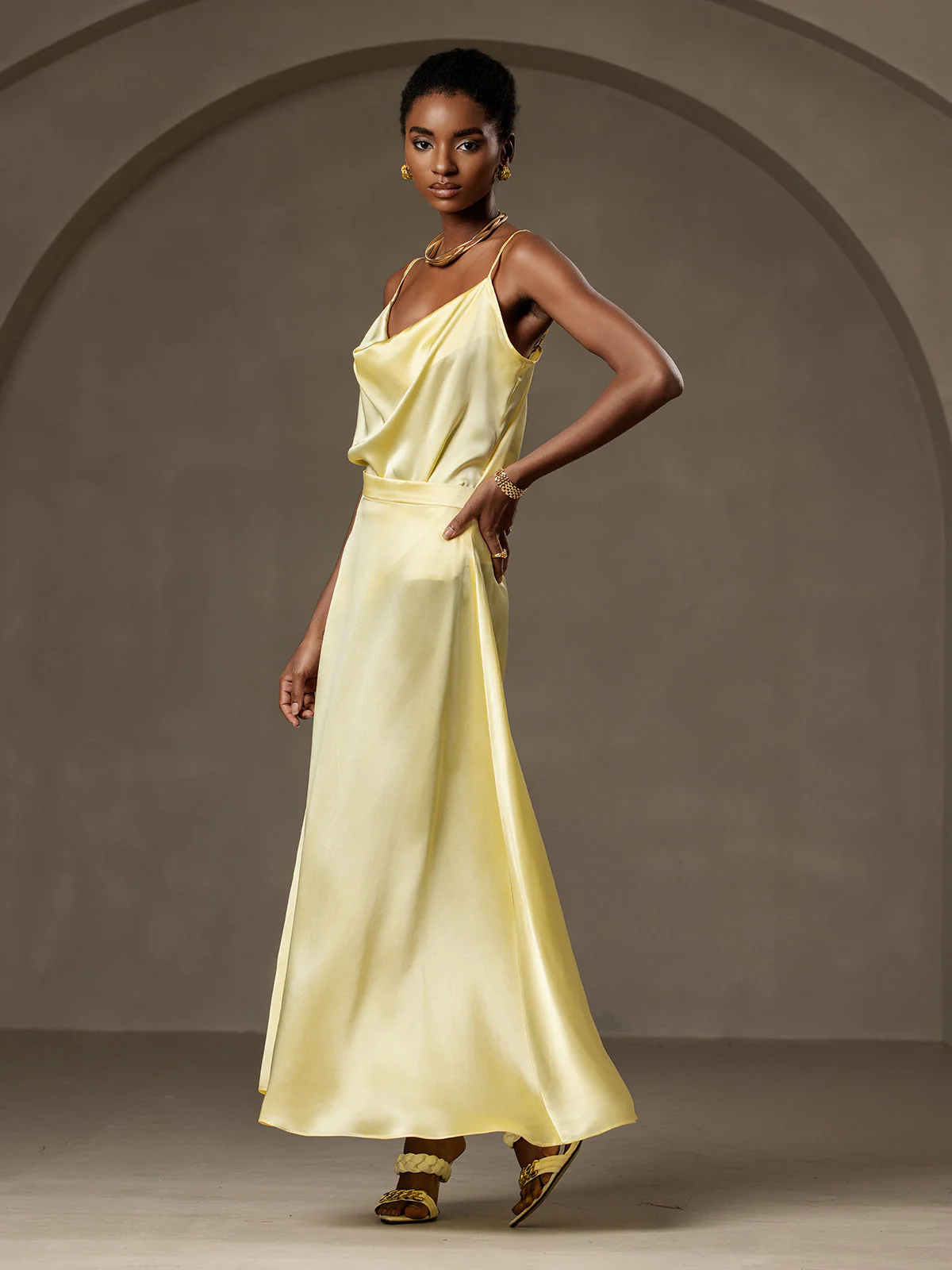 19Momme Silk A Line Maxi Skirt with Lining - Image 35